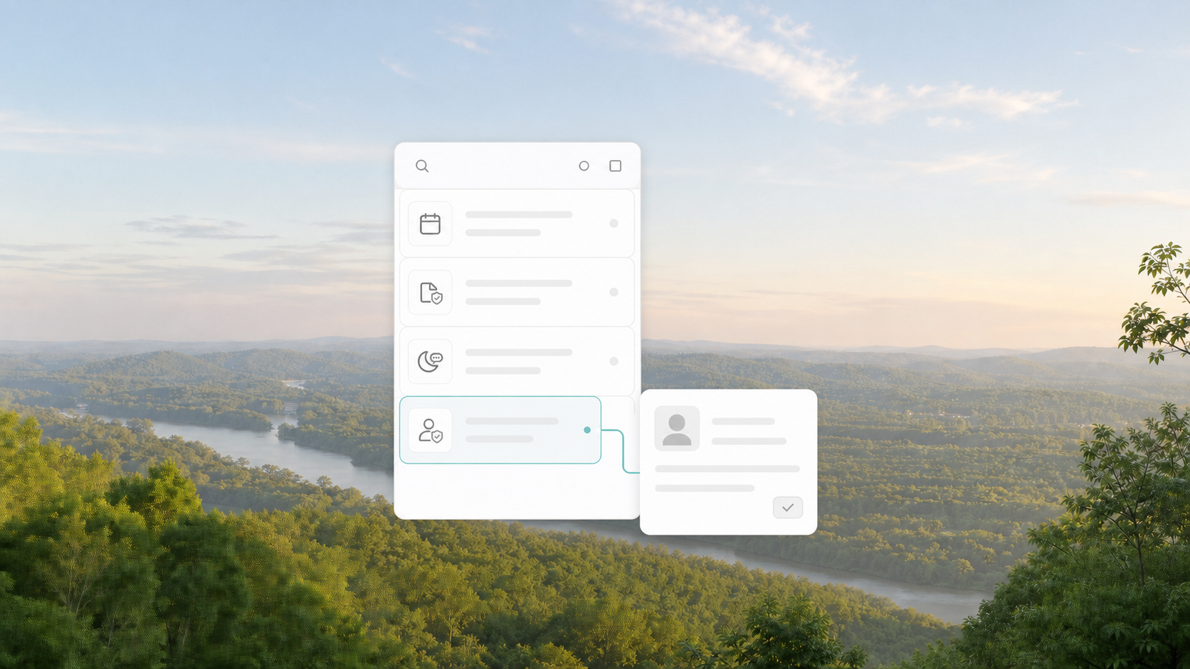 Patient inquiry triage and human review workspace over a North Georgia river valley